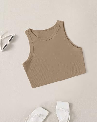 Image of (Pack of 3) Stylish Sleeveless Round Neck Ribbed Tank Tops for Women and Western Crop Top
