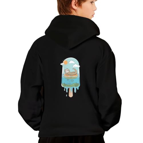 Funny Cute Sloth In Melting Popsicle Beach Vacation Hoodies for Teen Girls Boys Lightweight Kangaroo Pocket Sweatshirt2