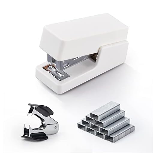 Gevanchi Mini Stapler, 20 Sheet Office Desktop Stapler with 640 Standard Staples and A Staple Remover, White
