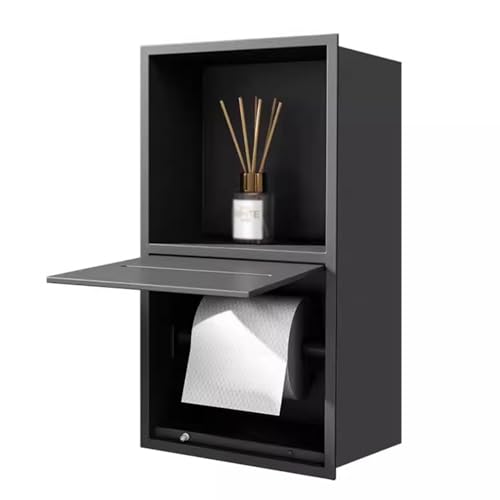 Black Stainless Steel Shower Niche Caddy Recessed Wall Storage Cabinet for Bathroom Tile-Free Insert 33 8x11 8x5 5in