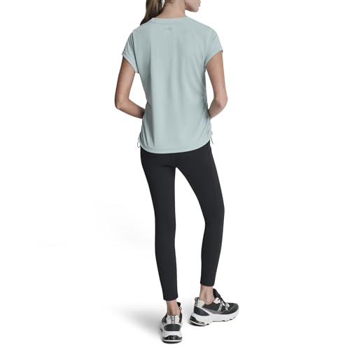 Image of DKNY Women's Short Sleeve V-Neck Tech Ruched Side Seam Active T-Shirt