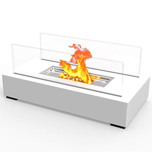 Regal Flame Indoor Outdoor Utopia Ventless Tabletop Portable Bio Ethanol Fireplace - White