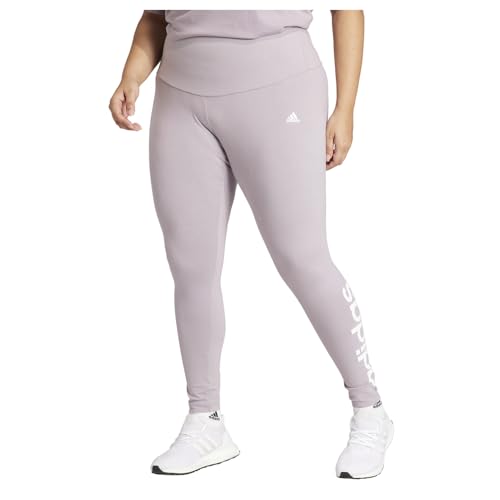 adidas Essentials High-Waisted Logo Leggings, Preloved Fig/White, 2X Donna