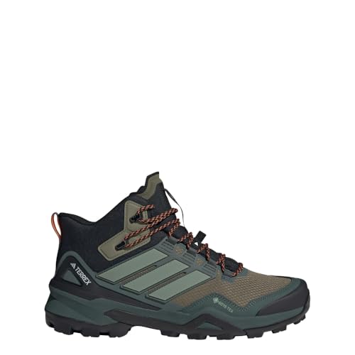 adidas Men's Terrex Skychaser Gore-TEX Mid Top Hiking Shoes Sneaker, Olive Strata/Silver Green/Black, 10.5
