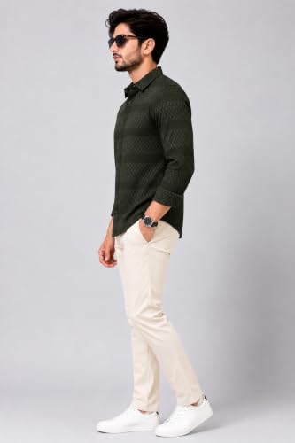 Image of The Kab's Men Casual Shirt | Textured Cotton Fabric Regular Fit Shirts for Men Stylish | Full Sleeve Shirt for Man | Comfortable Breathable Fabric | Perfect for Casual Office and Outing Wear