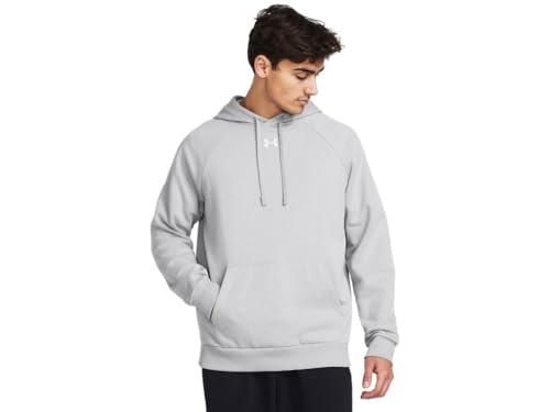 Under Armour Men's Rival Fleece Hoodie Sweatshirt, (011) Mod Grey/White, M
