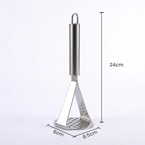 Image of Stainless Steel Potato Masher | Heavy Duty SS 202 Vegetable Masher | Rust-Proof, Food-Grade, Ergonomic Handle | Smooth Mashing Tool for Potatoes & Vegetables | Dishwasher Safe