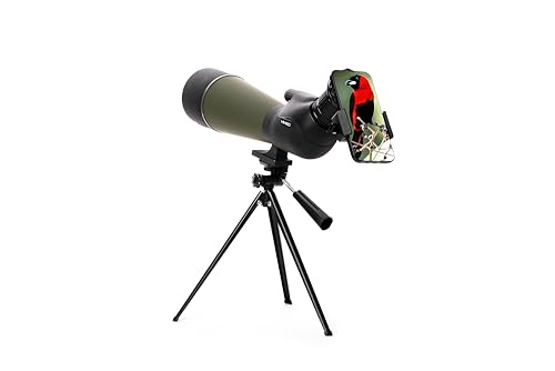Image of HINISO Spotting Scope 20-60x80 HD with Single Focus,Phone Holder,Tripod Stand & Carry Bag BAK4 Prism, Fog & Waterproof High Power Telescope for Long Distance, Bird Watching, Stargazing,Target Shooting
