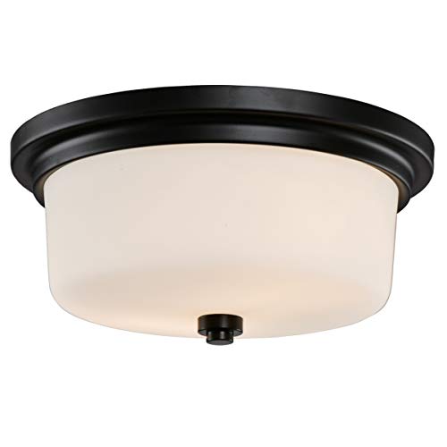 Design House 588244 Aubrey Transitional Indoor Light Dimmable Frosted Glass, 2-Light Ceiling Light, Matte Black
