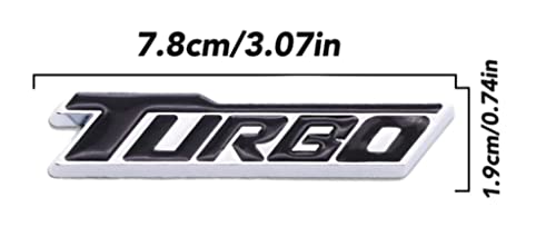 Image of 2PCS Turbo Letters Emblem 3D Metal Badge Car Body Side Sticker for Universal Cars (Black Silver)