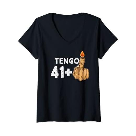Mujer 41+1 Dedo Medio Vela De Cumpleaños Para El 42º Cumpleaños Camiseta Cuello V