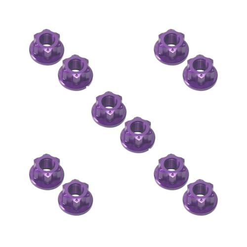 5のセット自転車ホイールハブアクスルナット アルミ合金ハードウェア 自転車ナット リアハブ パープル 2個, 紫