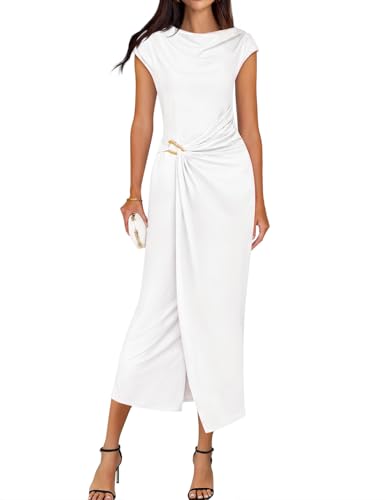 Image of ZESICA Women's 2026 Summer Cap Sleeve Casual Bodycon Dress Elegant Wedding Guest Cocktail Party Formal Long Midi Dresses