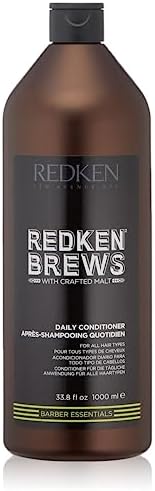 Redken Brews Conditioner, Daily for Men, With Protein Glycerin, Moisturizing Detangling, Hair Body Care, Essentials, Perfect Suitcase Gym, 1L