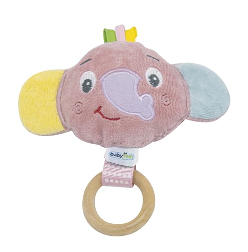 Babyjem Ahşap Halkalı Küçük Oyuncak Fil (Gül Kurusu)