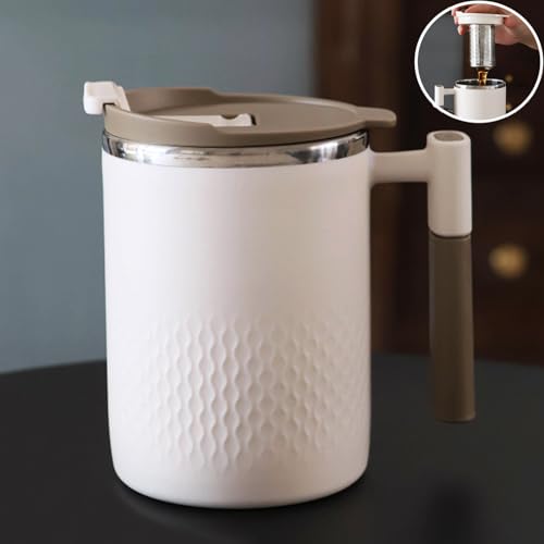 Tasse à Thé avec Infuseur Mug Isotherme avec Poignée Tasse Thermos Café Tisaniere avec Filtre et Couvercle 450ml, Acier Inoxydable 304, Plastique PP...