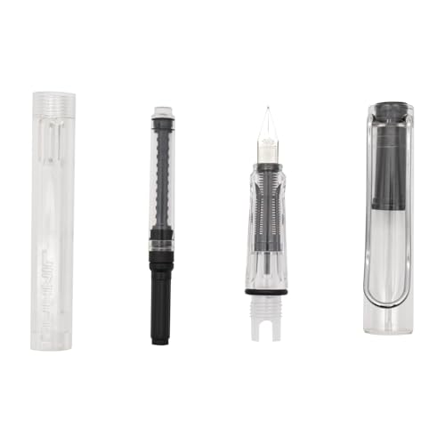 Image of Art Ranger White Transparent Fountain Ink Pen With Ink Converter Pump | Clear Transparent Body Fountain Pen with Fine Nib(0.5mm) | Zero Ink Leakage Smooth Writing Ink Pen