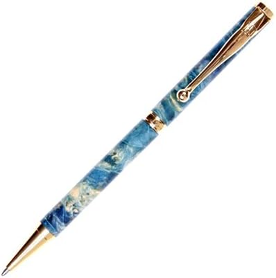 Lanier Pens Slimline Twist Pen - Titanium Nitride - Blue Box Elder