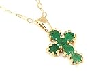 Peninsula Jewellery 9ct Gold Emerald Cross pendant necklace and 18 inch chain
