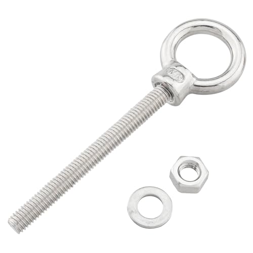 Image of 4PCS 316 Stainless Steel Screw Eye Bolts 1 /4 x 2 M6 Heavy Duty Extended Threaded Eye Bolt Suitable for Workshop Garage Home Garden Hanging Outdoor Sunshades