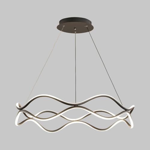 Lustre LED géométrique en métal et acrylique au fini noir mat épuré