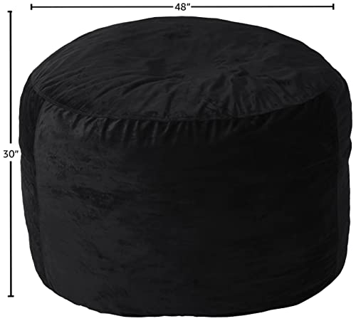 Sofa Sack Bean Bag Chair Cover Only, for Adults and Kids, Without Filling Comfy Fluffy Round or Oval Beanbag Chair Cover Replacement, Lazy Sofa Cover for Reading Chair or Floor Chair, 4-Feet, Black - Image 4