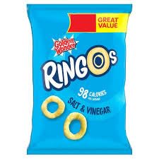 Ringos Salt & Vinegar Crunchy Zingy Ring Crisps By Golden Wondder 40g (Pack Of 18 Bags)