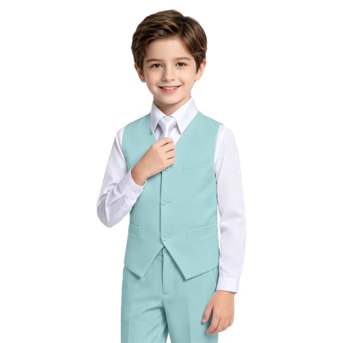 Boys Suit Vest Set Formal Dress Suits Wedding Outfit, Mint Green, Size 8