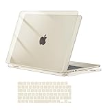 MOSISO Funda Compatible con MacBook Air 13 Pulgadas M5 M4 M3 M2 2026 2025-2022 A3449 A3240 A3113 A2681, Plástico Carcasa Dura para MacBook Air 13,6 Pulgadas y Cubierta Teclado, Cristal Starlight