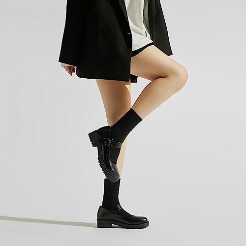 KOKOMOMO Gothic Platform Chunky Mary Janes Round Toe Ankle Strap Pumps Uniform Dress Shoes3