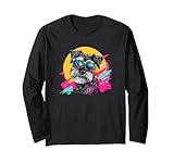 funny retro vintage 80s miniature schnauzer lover maglia a manica