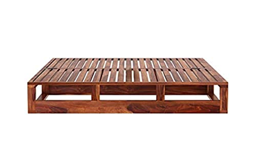 Image of WOODSTAGE Sheesham Wood King Size Divan Bed for Bedroom Living Room Wooden Sofa Cum Bed Solid Wood Double Bed Palang (Honey Finish).