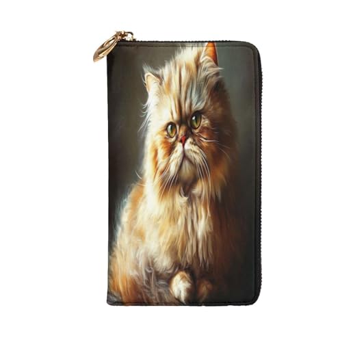Serious and focused little cat Premium Leather Wallet with Metal Zipper, Multiple Card Slots Cash Pockets, ideal Gift for Her or Him2