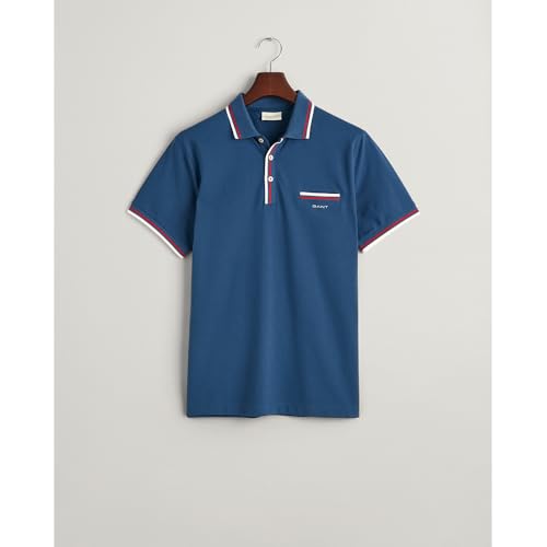 Gant Para Hombre. 2013042 Polo De Piqué Con Ribete En Dos Colores Azul (M), Casual, AlgodóN, Manga Corta - 3