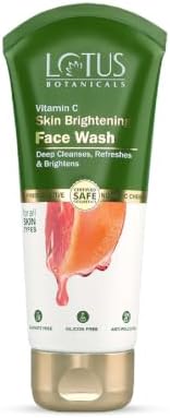 Lotus Botanicals Vitamin C Skin Brightening Face Wash | 100x Vitamin C | Brightens & Deep Cleanses Skin | Removes Dirt and Impurities | Refreshes Skin | Fades Dark Spots | No Toxic Chemicals | For Women and Men| 180ml