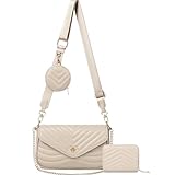JEEHAN Quilted Crossbody Bag with Coin Purse for Women Quilted Shoulder Bag Lightweight Cross body Bags Trendy Womens Purses and Handbags