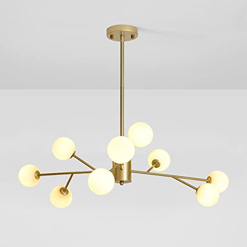 Preisvergleich Produktbild Jadssox Sputnik Gold Kronleuchter Deckenleuchte Globus Glas Hängelampe Mid Century Pendelleuchte, 9 Lichter Goldene Kronleuchter für Kücheninsel Esszimmer Wohnzimmer