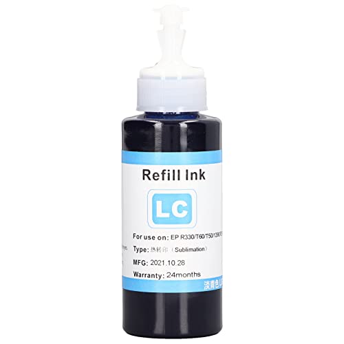 Kompatybilny z drukarkami atramentowymi R330 230 T60 T50 1390 1800 i L805 - Wkład atramentu sublimacyjnego 100 ml do cyfrowego druku termotransferowego - Żółte akcesorium do druku (LC)