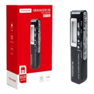 Gravador De Voz Profissional Portátil Digital Tomate 8gb Cor Preto MT 556