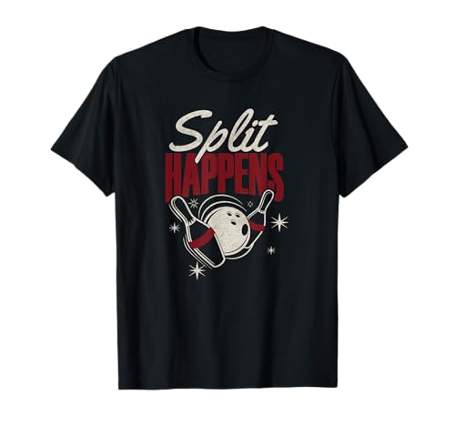 Bowling pun t shirt funny split happens maglietta