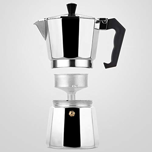 Uheng Moka Stove Top Stovetop Pot Coffee Espresso Maker Moka Pot Demitasse Italian Espresso Cappuccino Latte Pot for Gas or Electric Stove Top, 9-Cup Aluminum Silver - Thumbnail 3