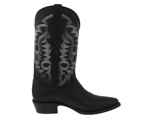 Texas Legacy Mens Black Western Leather Cowboy Boots Ostrich Leg Print J Toe2