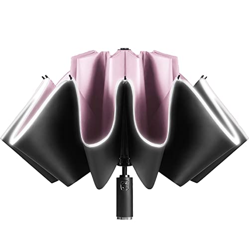 JHLD Sens inverse Parapluie Pliant, Ouverture Automatique Compact Parapluie de Voyage coupe-vent Pliable Parapluie Convient à hommes & femmes -rose-106cm Cover