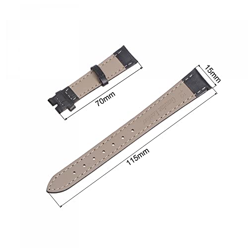 Correa de reloj de cuero de 15 mm uxcell negra con barras de resorte de recambio 5