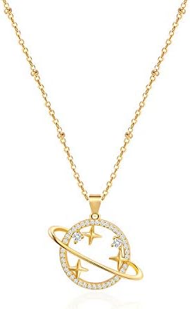 18K Gold Moon Star Lion Evil Eye Pendant Necklace Medallion Paperclip Chian Choker Layering Jewery for Women Girls