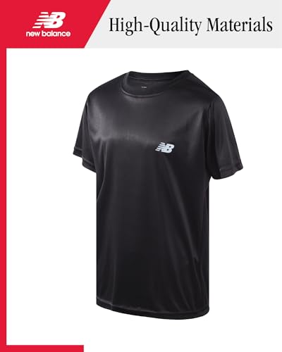 New Balance Boys Tshirts - 2 Pack Crewneck Short Sleeve Boys Athletic Shirts Dry Fit Kids Activewear (Sizes: 8-20)3
