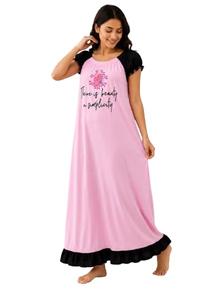 Women's Maxi Nightgown, Printed Sleepwear-image-27