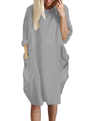 Achinel Robe tunique ample à manches longues pour femme, gris, 4XL Cover