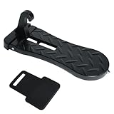 Car Door Step with Latch Protector, Extended Foldable Aluminum Alloy Car Step, Thickened Rubber Gasket for Car Door Step Hook Stand on Both Feet Universal Roof Rack Access 500lbs Capacity - Black