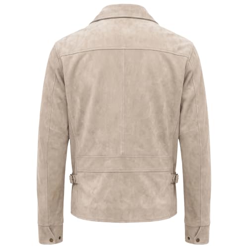 Image of Men's Suede Shirt Zipper Jacket Full Zip Casual Vintage Jackets Suede Leather Jackets for Mens